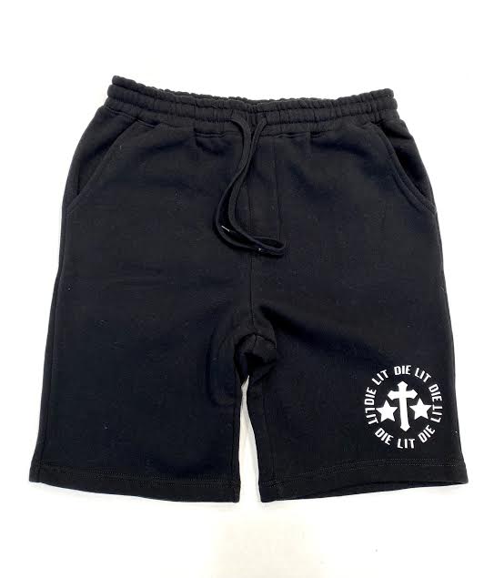 DIE LIT CLASSIC LOGO JOGGER SHORTS - BLACK